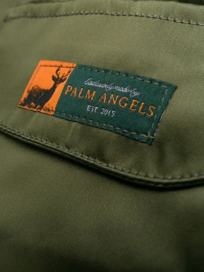 Shop Palm Angels Oversized Pockets Bomber Jacket In Green