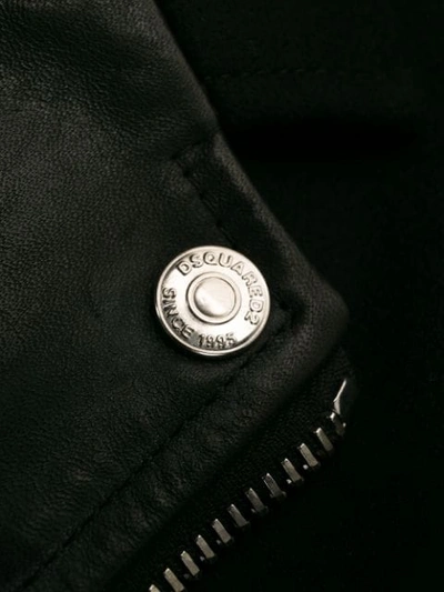 Shop Dsquared2 Zip-up Leather Trim Jacket In Black