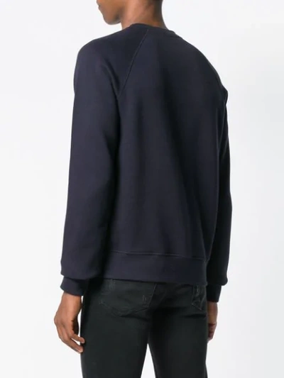 Shop Balmain Logo Print Jersey Sweater In Blue