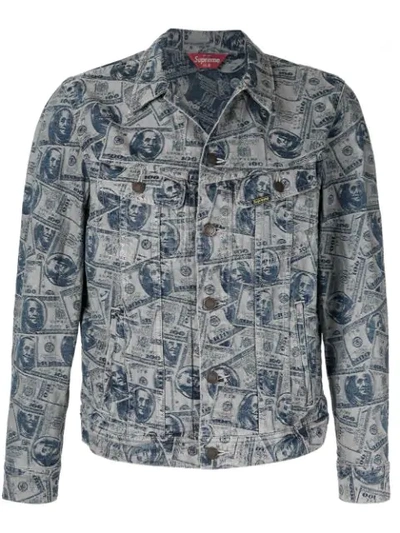 100 Dollar Bill Trucker Jacket In Blue