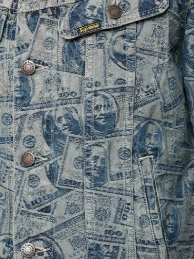 100 Dollar Bill Trucker Jacket In Blue