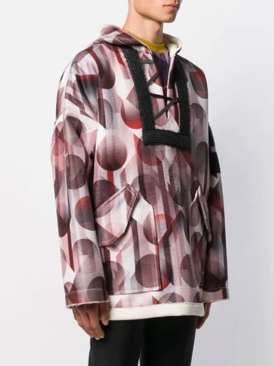 Shop Acne Studios Football Print Pullover Jacket In Brown