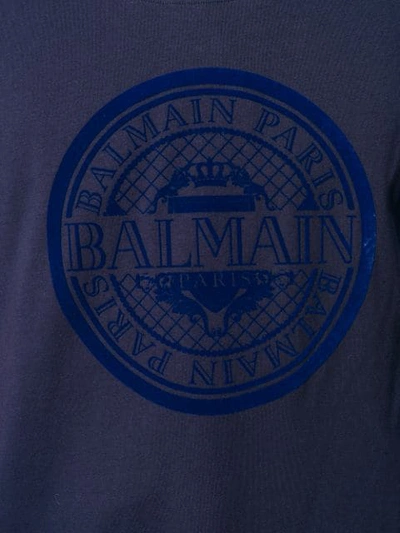 Shop Balmain Logo Vest Top In Blue