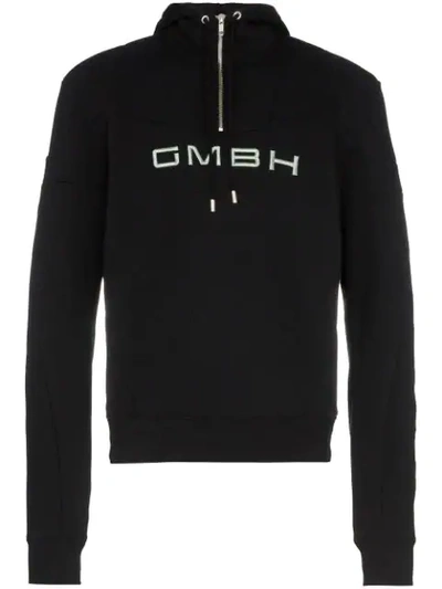 Shop Gmbh Embroidered Logo Hoodie In Black