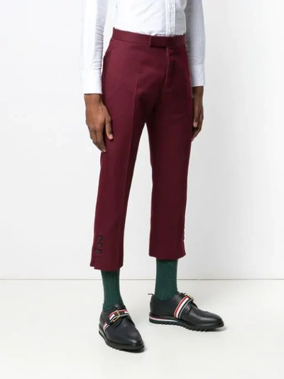 Shop Thom Browne Slim-fit Mid-rise Trouser In Red