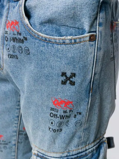 Shop Off-white Straight-leg Logo-print Jeans In Blue