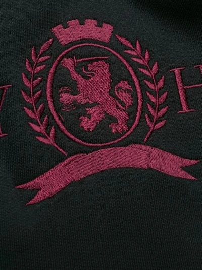 Shop Tommy Hilfiger Logo Embroidered Sweatshirt In Black
