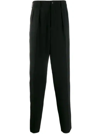 Shop Yohji Yamamoto Pleated Tailored Trousers In Black