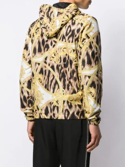 Shop Versace Wild Barocco Print Hooded Jacket In Black