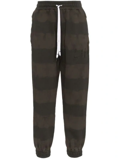 Shop Liam Hodges Bleached Stripe Cotton Sweat Pants In Black