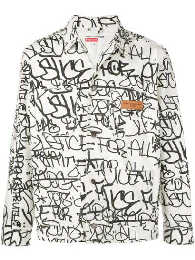Supreme Cdg Printed Chore Coat In White