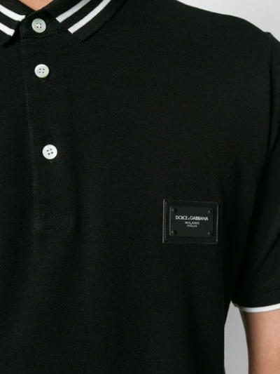 Shop Dolce & Gabbana Stripe Trim Polo Shirt In Black