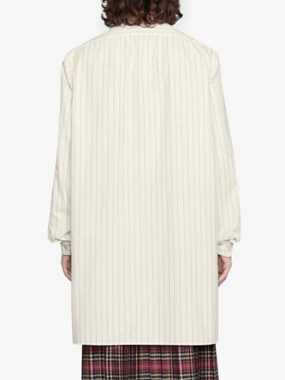 Shop Gucci Oversize Striped Cotton Shirt In White