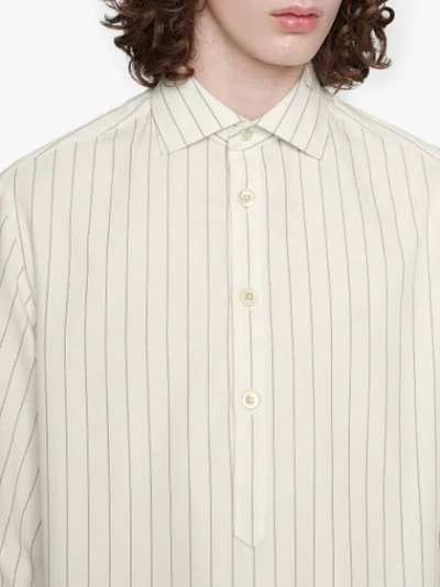 Shop Gucci Oversize Striped Cotton Shirt In White