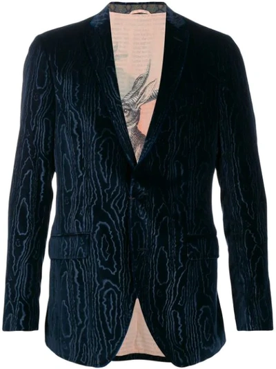 Shop Etro Textured Blazer In Blue