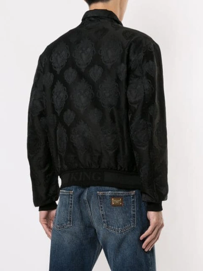 Shop Dolce & Gabbana Jacquard Zipped Jacket In N0000 Black