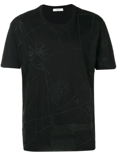 Shop Valentino Glitter Print T-shirt In Black