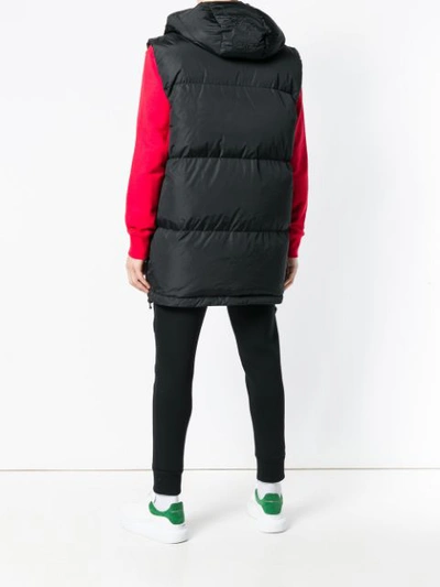 Shop Msgm Long Length Padded Gilet In Black