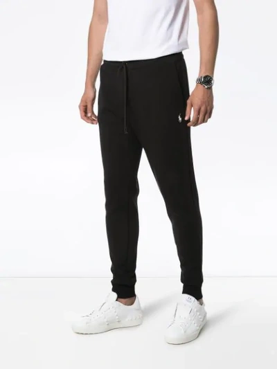 Shop Polo Ralph Lauren Embroidered Logo Track Trousers - Black