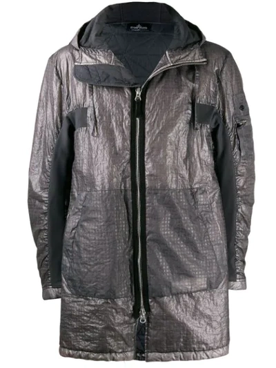 Shop Stone Island Shadow Project Dual-grid Raincoat In Grey