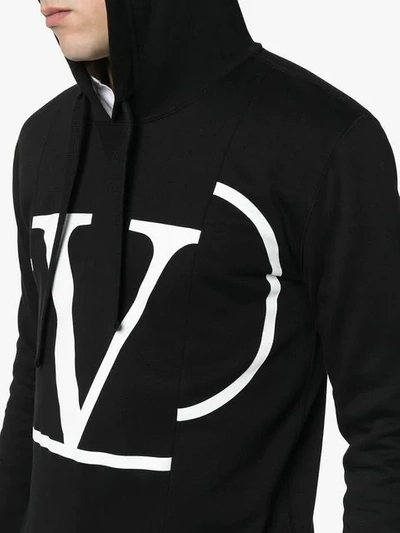 Shop Valentino Vltn Print Hoodie In Black