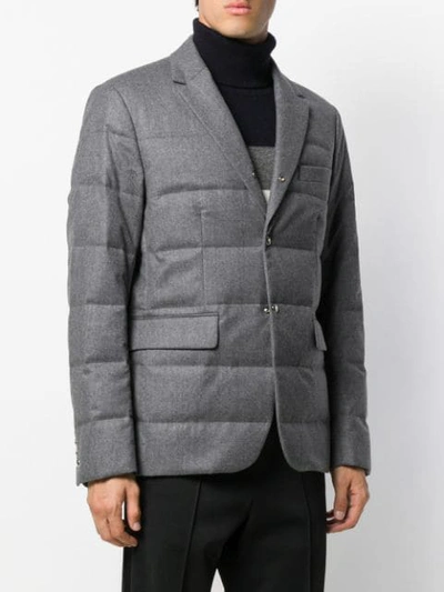 Shop Moncler Padded Blazer In Grey