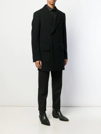 Shop Dolce & Gabbana Short Double-breasted Coat In Black