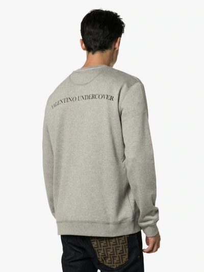 Shop Valentino X Undercover Ufo Rose Print Sweatshirt In Grey