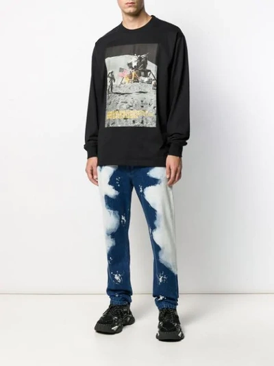 Shop Calvin Klein Jeans Est.1978 Man On The Moon Sweatshirt In Black