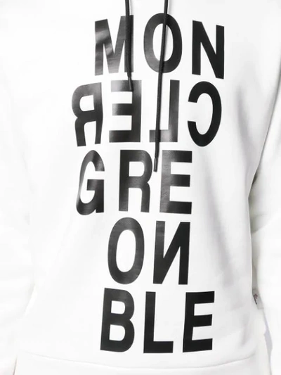Shop Moncler Printed Logo Hoodie In White