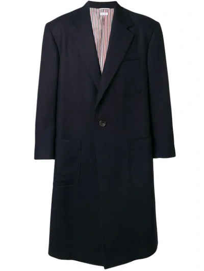 Shop Thom Browne Oversized Double-face Sack Overcoat In Blue