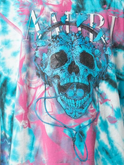 Shop Amiri Skull Print Tie-dye T-shirt In Blue