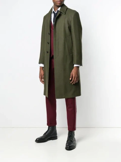 Shop Thom Browne Relaxed Bal Collar Overcoat In Green