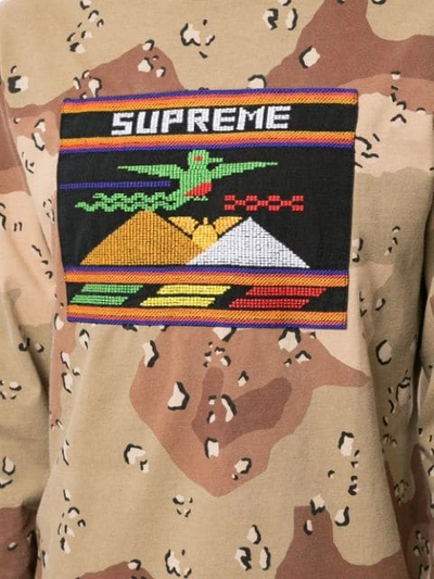 Shop Supreme Needlepoint Patch T-shirt In Brown