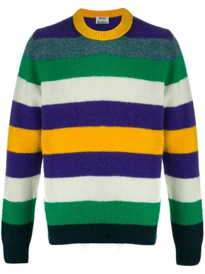 Shop Acne Studios Striped Jumper In Bdx-green Multicolor