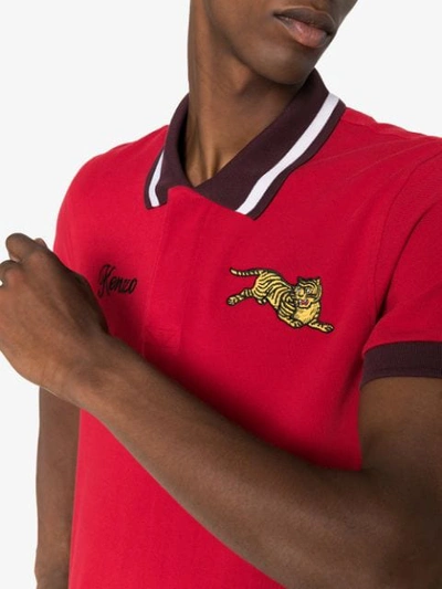 Shop Kenzo Poloshirt Mit Tigerstickerei In Red