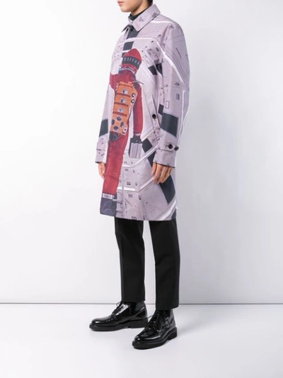 Shop Undercover Astronaut Print Coat In Grey