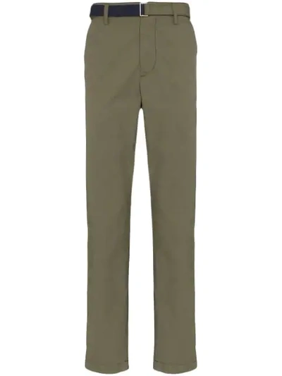 Shop Sacai Oxford Straight-leg Trousers In Green