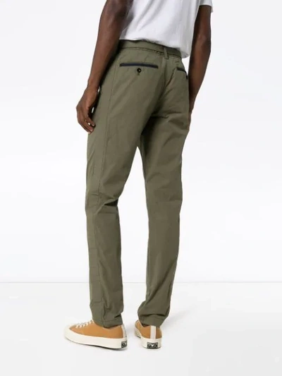 Shop Sacai Oxford Straight-leg Trousers In Green