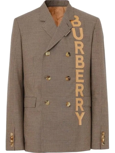 Burberry Logo Print Tailored Wool Blend Blazer In Beige | ModeSens