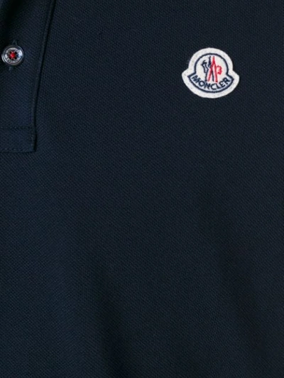 Shop Moncler Long Sleeve Logo Polo Shirt - Blue