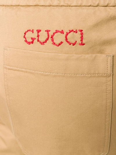Shop Gucci Tapered Leg Track Pants In Neutrals