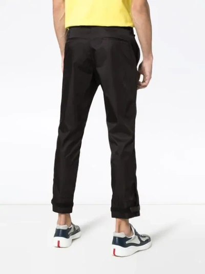 Shop Prada Velcro Cuff Cropped Trousers In Black