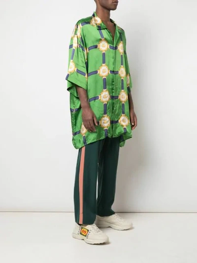 Shop Gucci Gg Print Shirt In Green