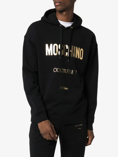 Moschino Couture Logo Printed Hoodie In Black | ModeSens
