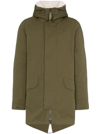 Shop Yves Salomon Hooded Parka Coat In Grey