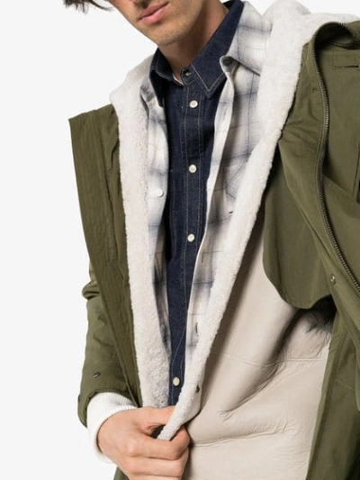 Shop Yves Salomon Hooded Parka Coat In Grey