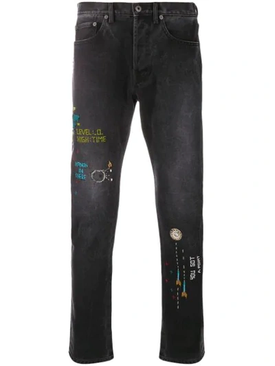 Shop Valentino Bead Embroidered Skinny Jeans In Black