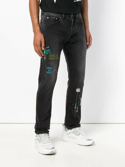 Shop Valentino Bead Embroidered Skinny Jeans In Black