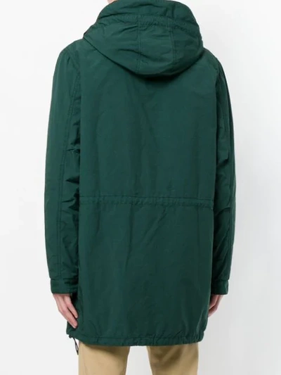 Shop Aspesi Hooded Parka Coat In Green